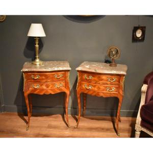Pair Of Marquetry Nightstands