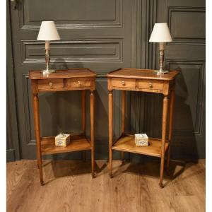 Pair Of Cherry Wood Nightstands