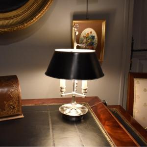 Lampe Bouillotte à Trois Feux En Métal Argenté De l'Orfèvre Auguste Mourier