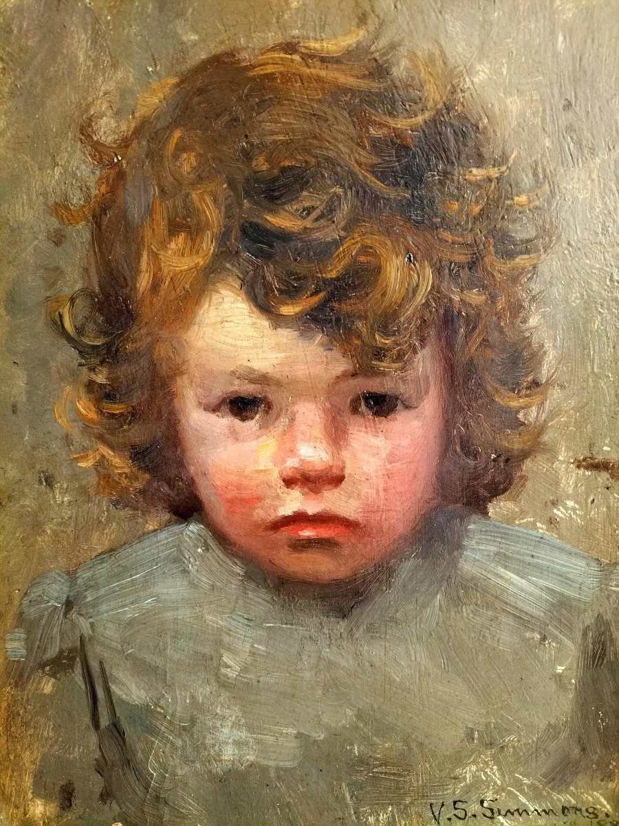 American Impressionist School Portrait Of A Child Vesta Simmons-photo-2