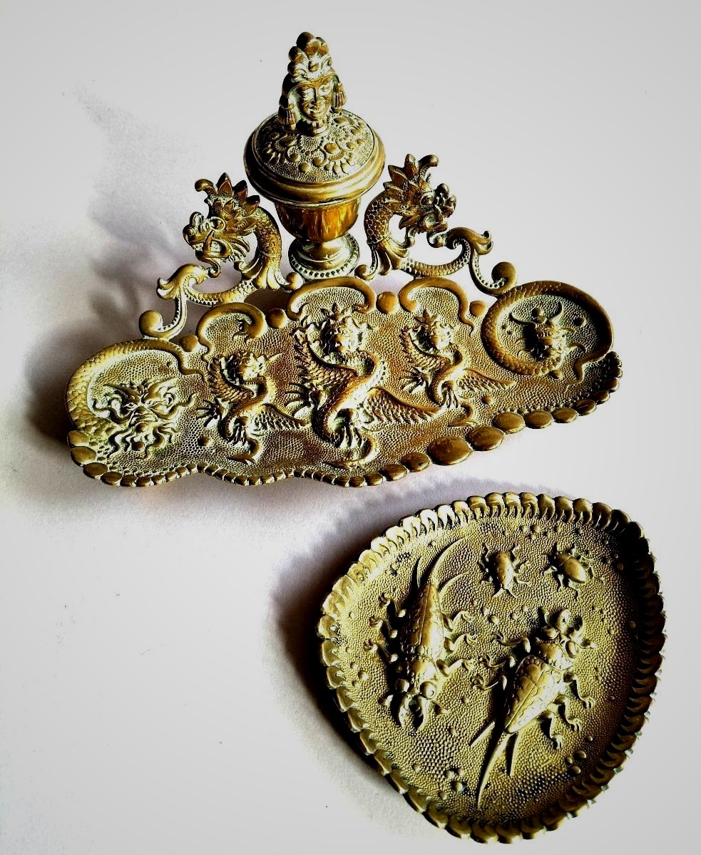 Encrier Bronze Dor&eacute; Napol&eacute;on 3