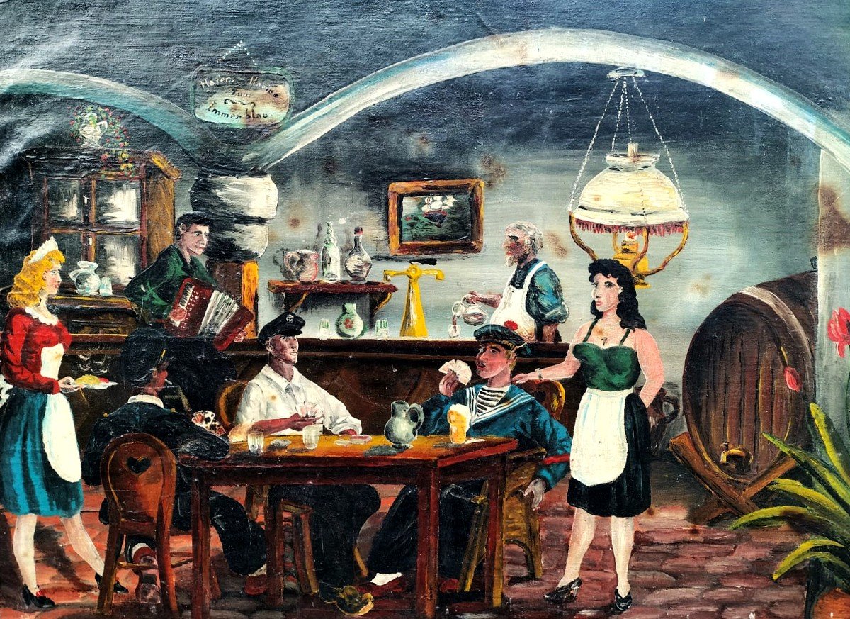 German Expressionist School Tavern Scene 