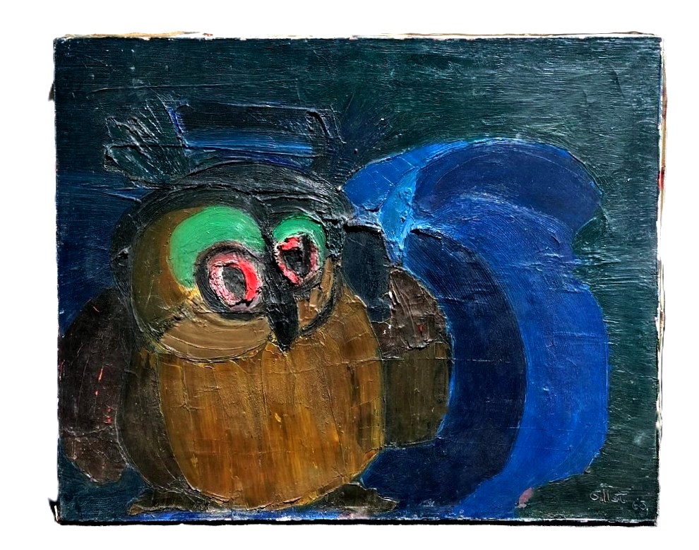 Ecole Expressionniste Abstrait Hiboux 1960-photo-3