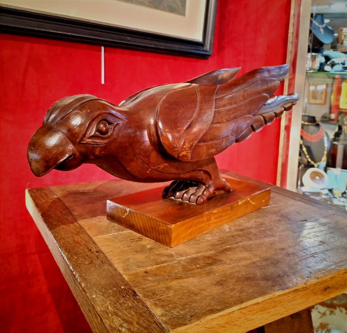 Sculpture Rapace En Bois Art D&eacute;co-photo-3