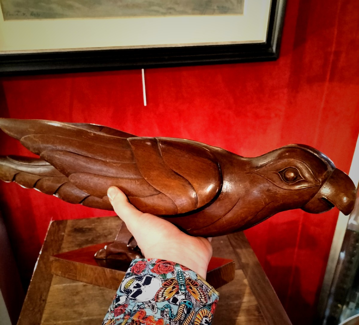 Sculpture Rapace En Bois Art D&eacute;co-photo-1