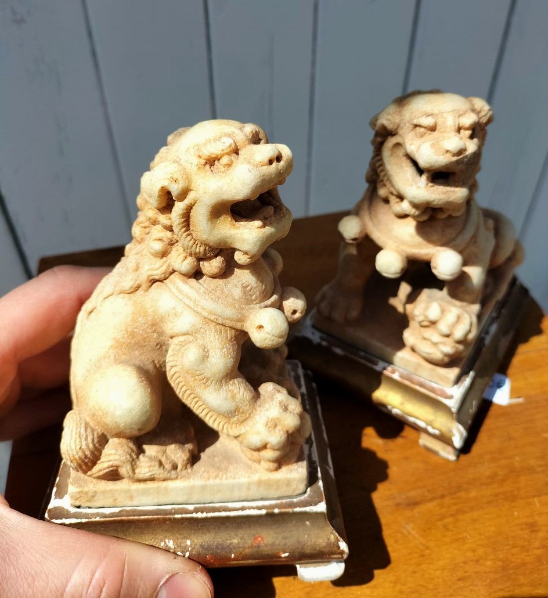 Chine Paire De Chien De Fo Pierre Sculpt&eacute;e -photo-4