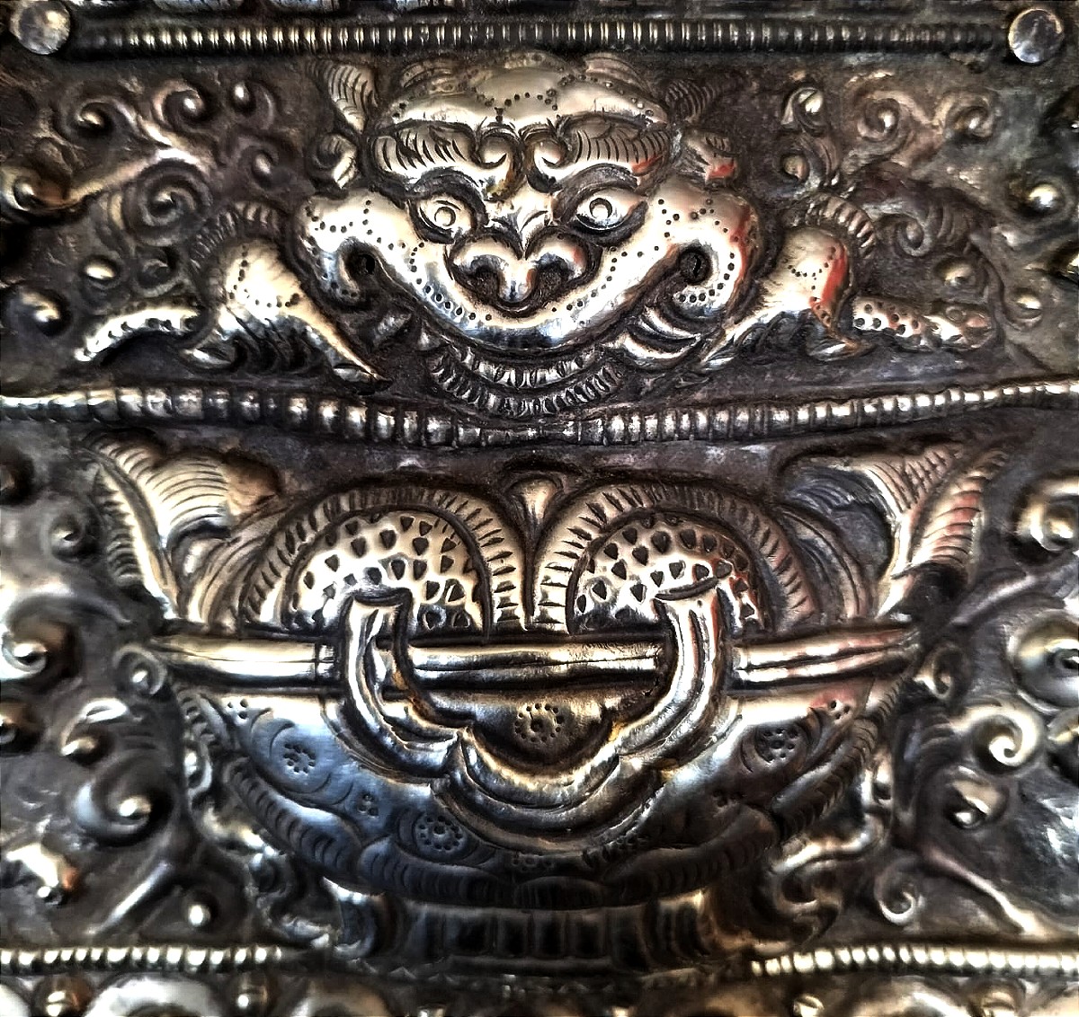 Imposant  Ghau en Argent Reliquaire De Voyage Tibet -photo-1