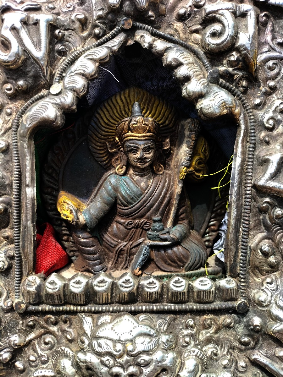 Imposant  Ghau en Argent Reliquaire De Voyage Tibet -photo-2