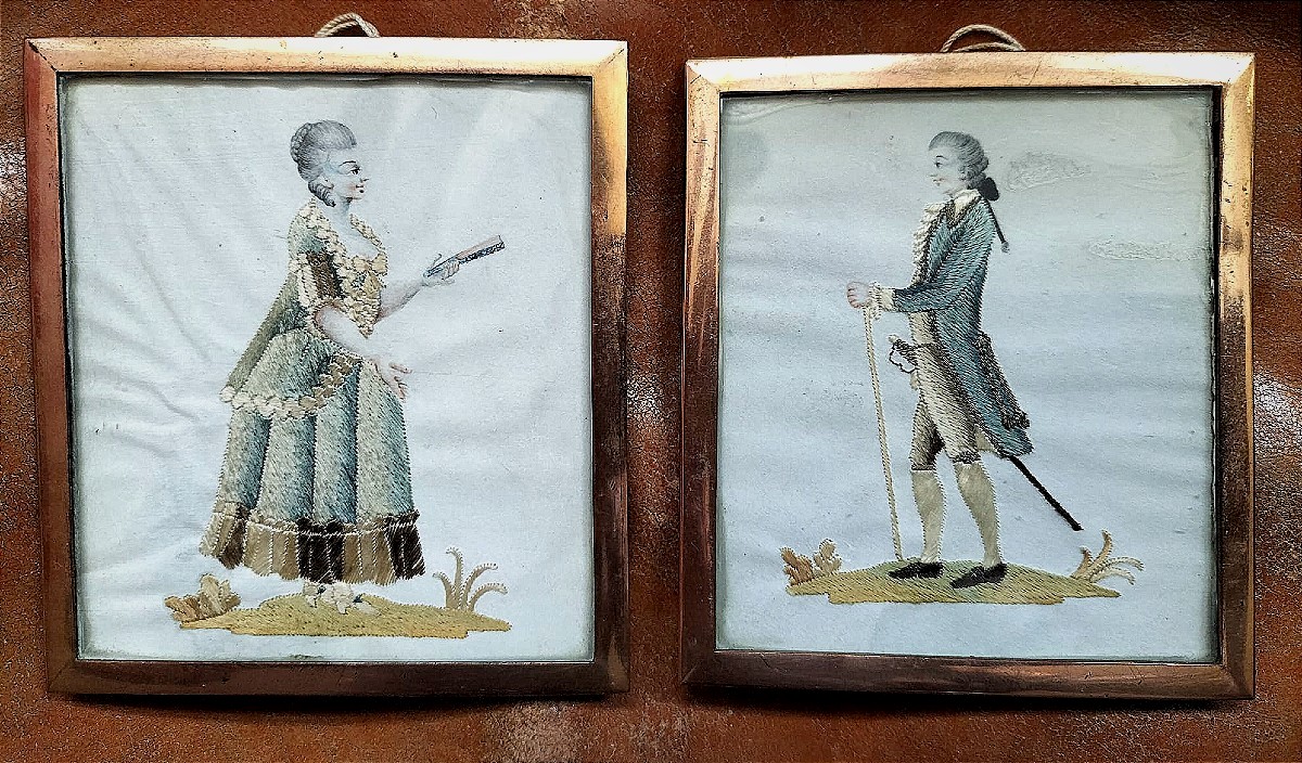 Pair Of Miniatures Of A Couple From The 18th Century