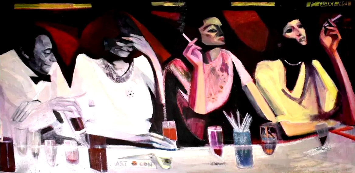 Scène de restaurant Néo expressionnisme Pierre Dory (1922-2003)