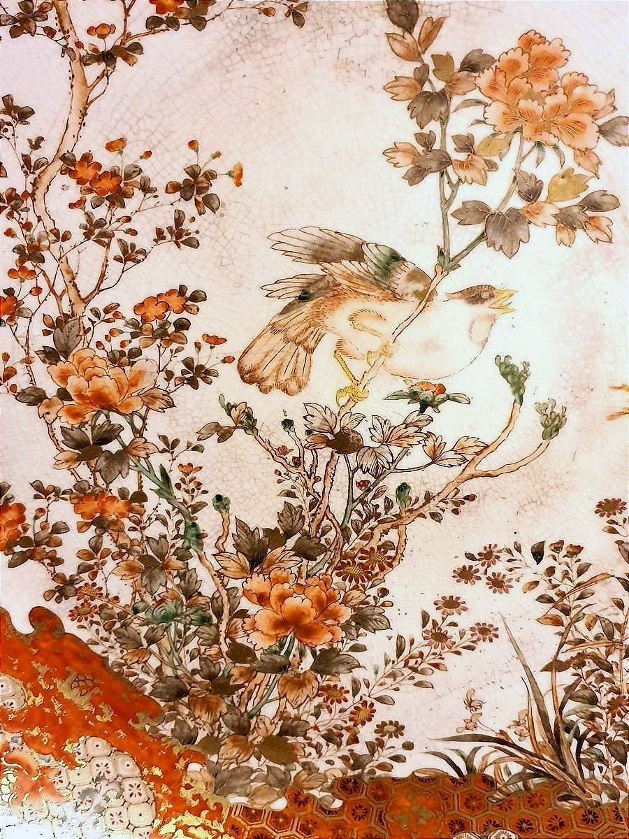 Large Kutani Porcelain Dish 1870 Japan-photo-2