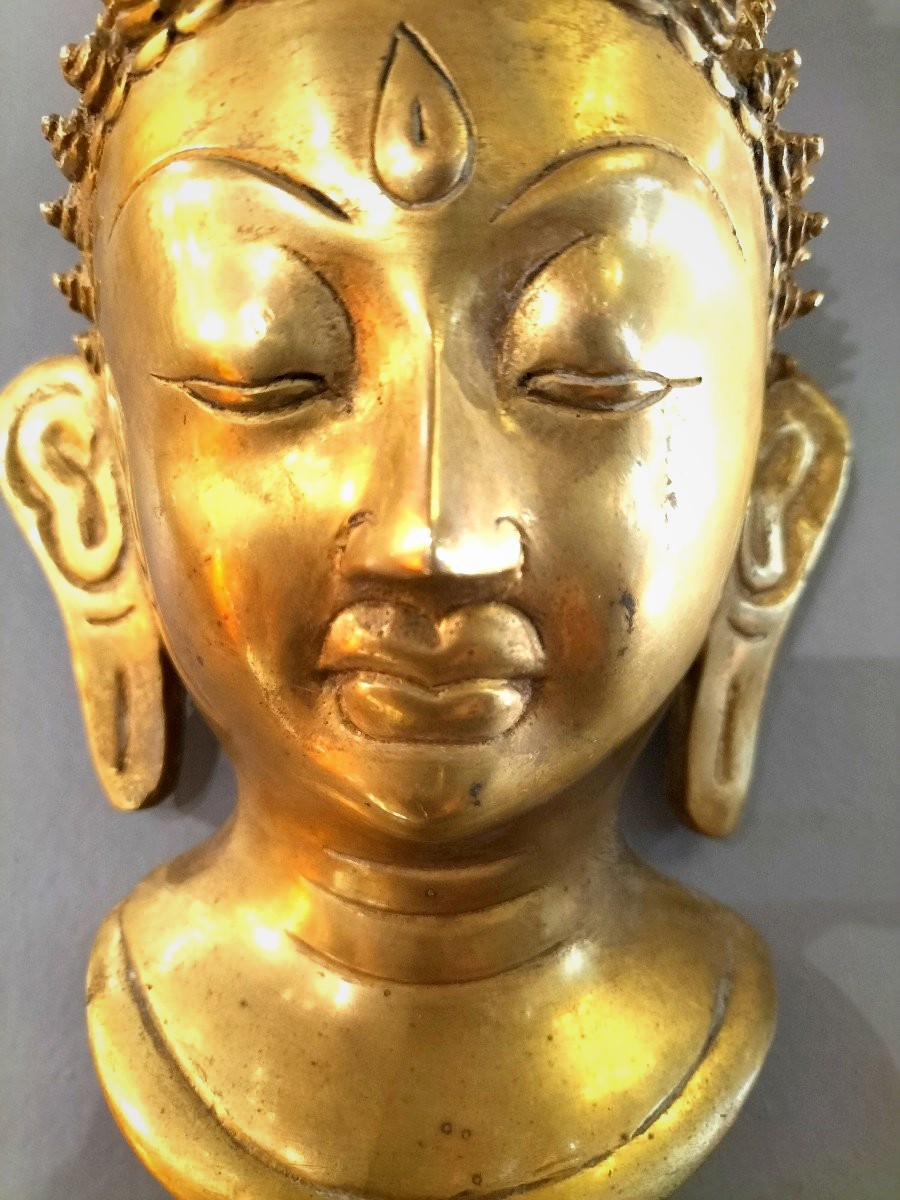 Masque d'Applique Bouddha En Bronze Tibet
