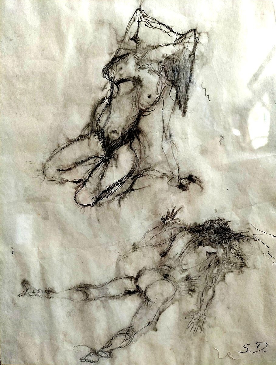 Pair Of Expressionist Nude Drawings -photo-3