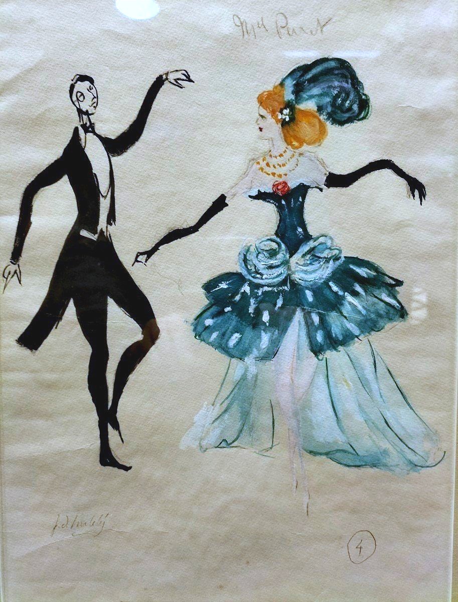 Pair Of Cabaret Gouaches 1930-photo-3