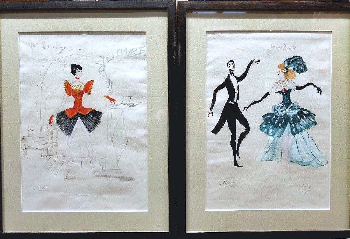 Pair Of Cabaret Gouaches 1930