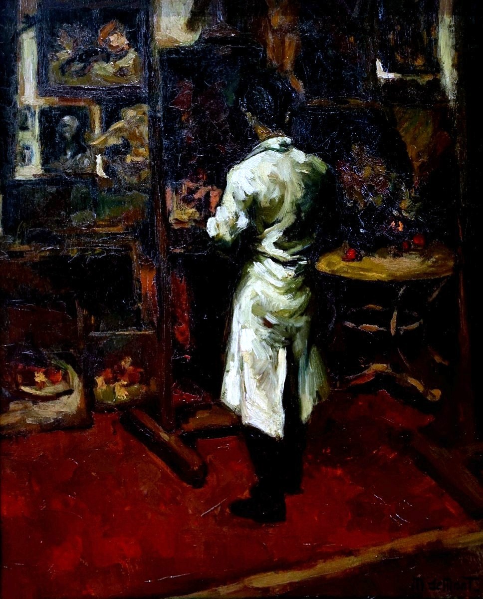 Autoportrait Peintre dans son atelier-photo-2