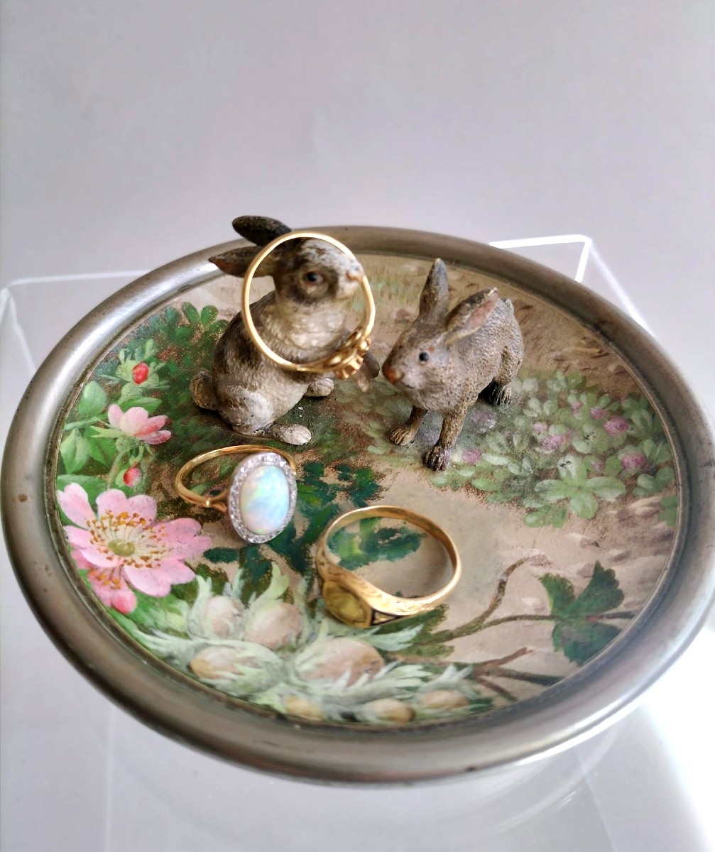 Baguier bronze de Vienne Lapins-photo-2