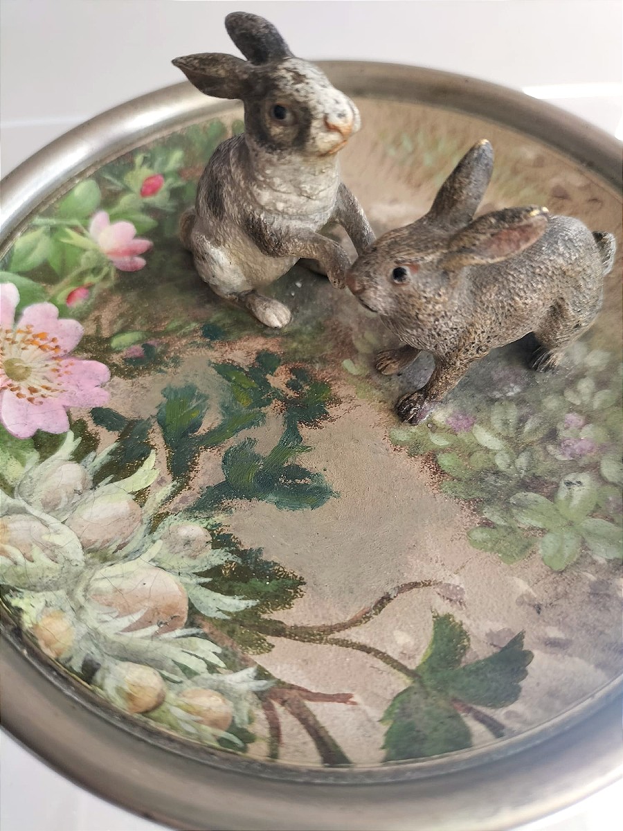 Baguier bronze de Vienne Lapins-photo-1
