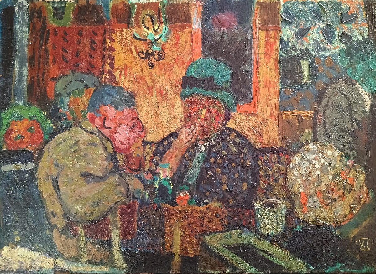 Sc&egrave;ne de caf&eacute; expressionniste 1920