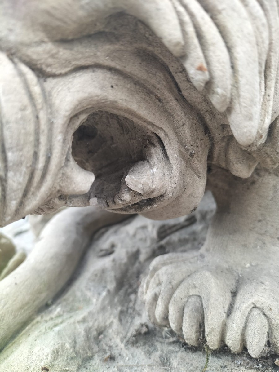 Art Deco Stone Lion And Snake-photo-2