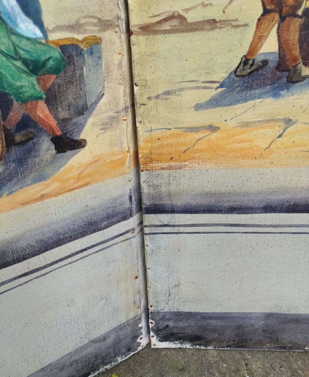 Grand Paravent peint Scène portuaire-photo-3