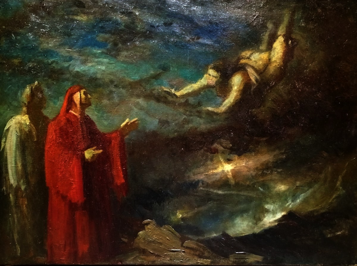 Ecole symboliste Dante et Virgile aux enfers