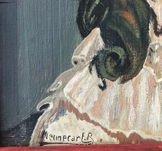 Expressionist Portrait Of A Woman Wearing An Orange Bow Tie-photo-2