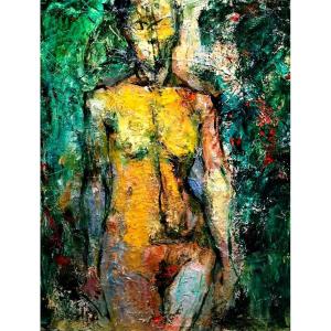Yellow Nude Expressionist Japanese School Mid 20th Century