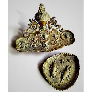 Encrier Bronze Doré Napoléon 3
