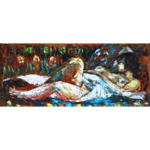 Femme Allong&eacute;e Ecole Fran&ccedil;aise 