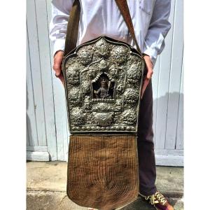 Very Large Silver Ghau Travel Reliquary Tibet 