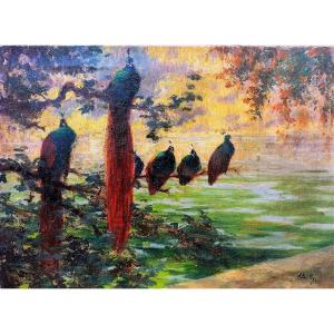 Les Paons Alexandre BAILLY (1866-1949) 