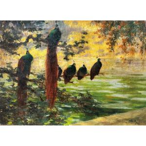 Les Paons Alexandre BAILLY (1866-1949) 