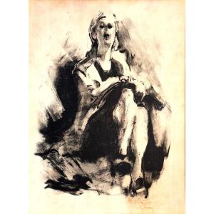 René Jaudon (1889-1971) Portrait Femme