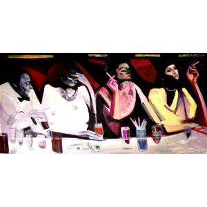 Scène de restaurant Néo expressionnisme Pierre Dory (1922-2003)