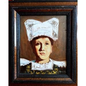 Impressionist School Of Brittany Portrait Of A Bigouden