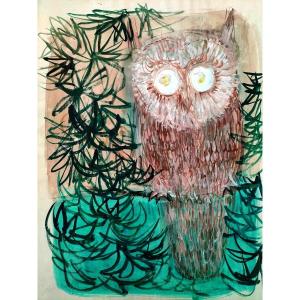 The Owl Gouache 1950