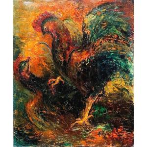Combat De Coqs Ecole Expressionniste 