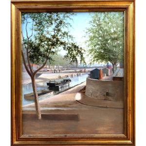 Paysage Impressionniste Canal de l'Ourcq 1880