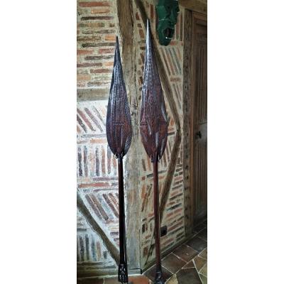 Pair Of Amazonia Ceremonial Paddle