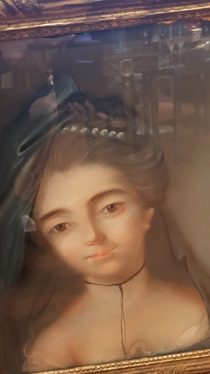 Portrait Of Eighteenth Woman, Pastel.-photo-1