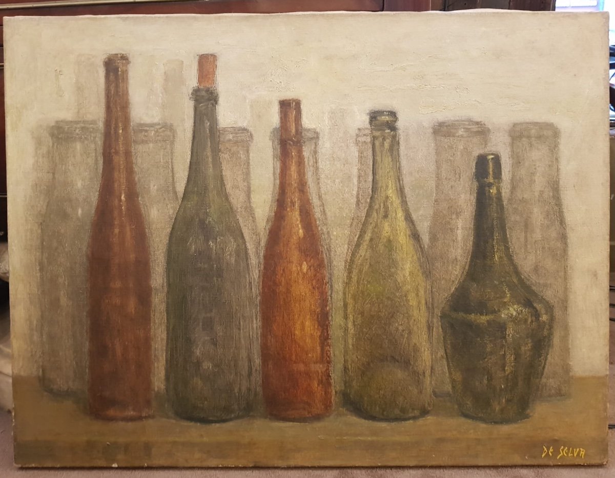 De Selva, Nature Morte Aux Bouteilles, XXe-photo-2