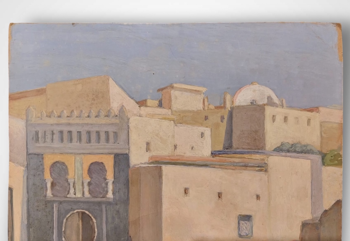 Gouache, Vue de Mostaganem, XXe.-photo-2