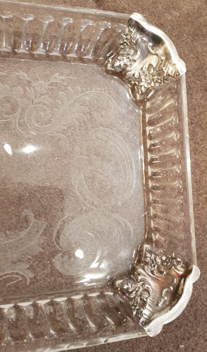 Napoleon III Crystal And Silver Tray-photo-4