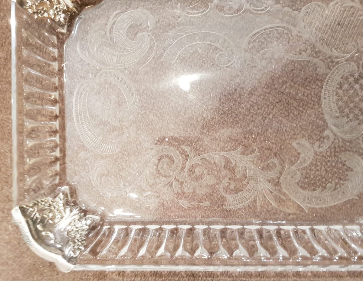 Napoleon III Crystal And Silver Tray-photo-5