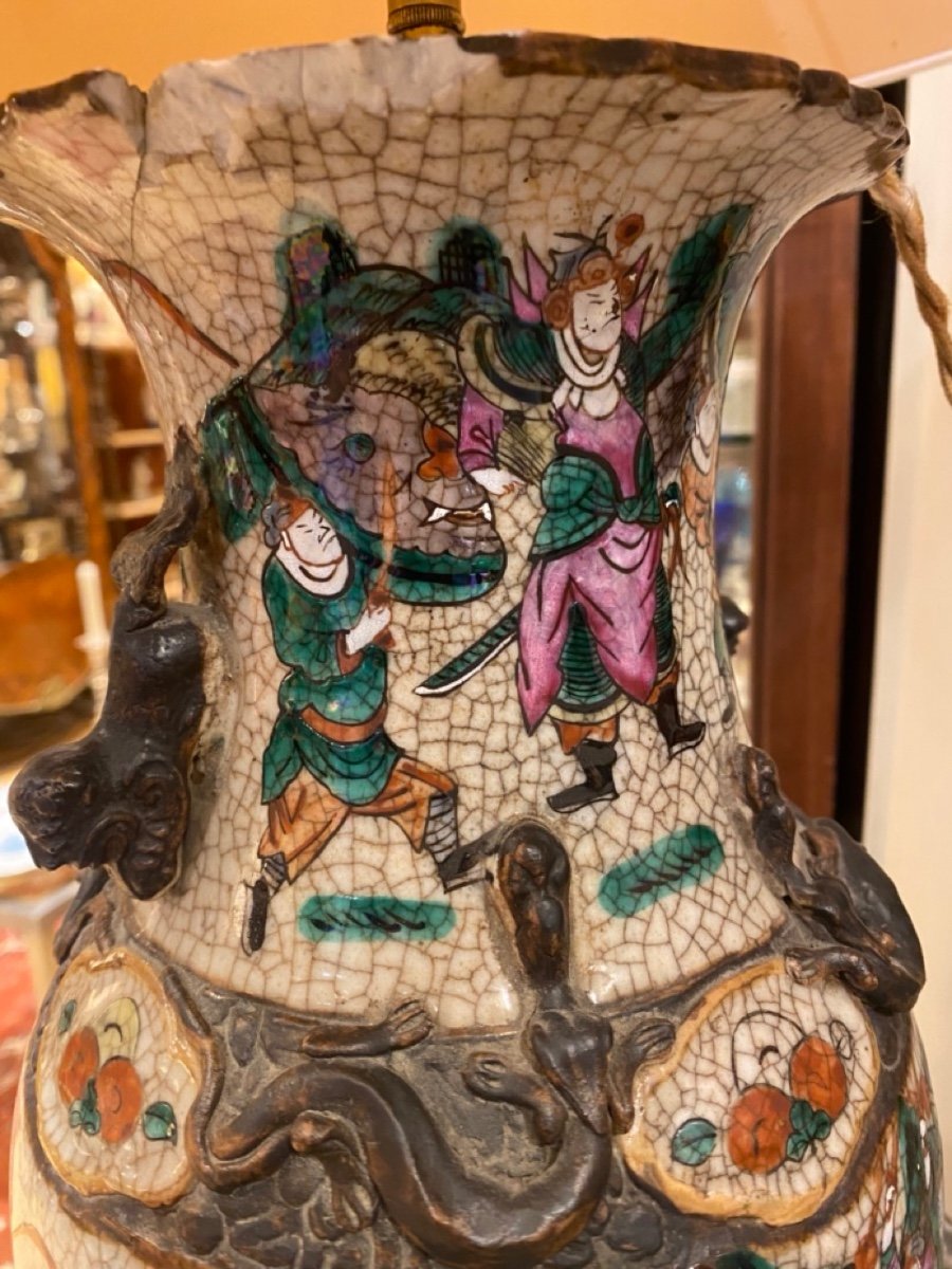 Lampe en porcelaine craquelée chinoise, XIXe.-photo-4