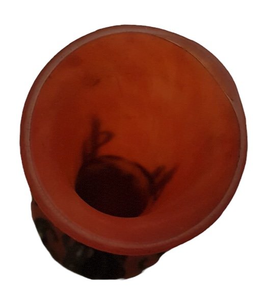 Le Verre Français, Vase En Pâte De Verre Couleur Prune Orangé, XXe.-photo-5