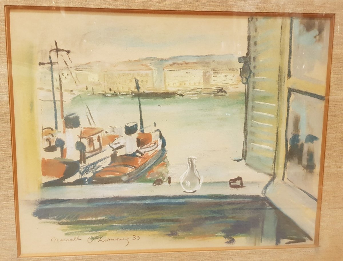 Roger Marcel Limouse (1894-1989), Vue Sur Le Port De Marseille-photo-3