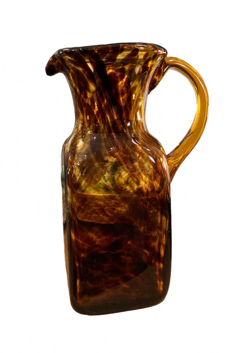 Amber Glass Carafe Aspect Tortoiseshell 1960-photo-2