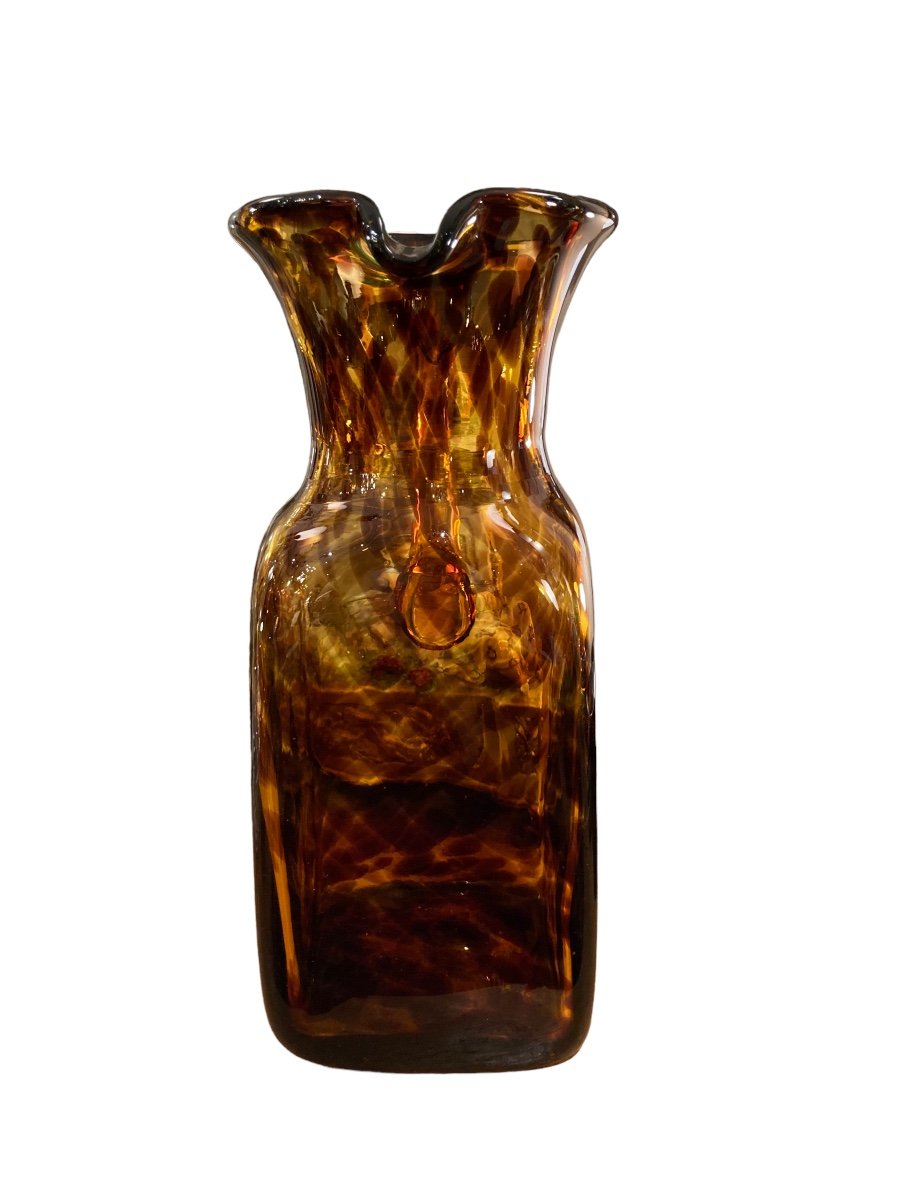 Amber Glass Carafe Aspect Tortoiseshell 1960-photo-3